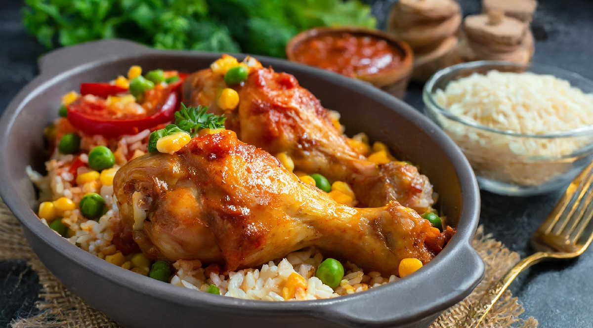 Курица с рисом в духовке