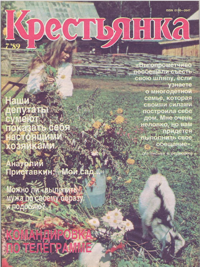 Обложка журнала "Крестьянка" 7/1989