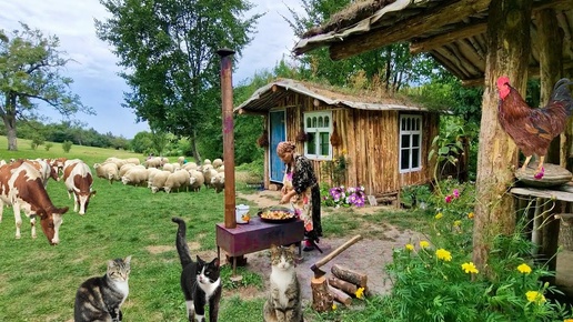 Готовим Два Блюда из Одного Кабачка. Шакшука с Зеленью и Творогом.