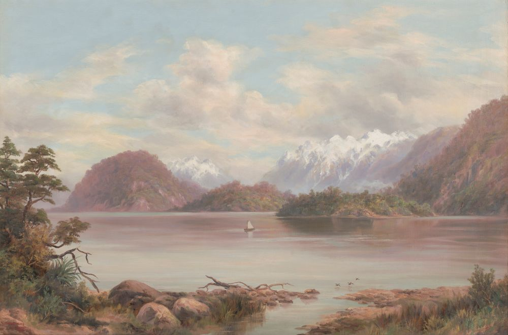 Озеро Манапоури кисти Уильяма Бейкера, 1900-е гг.
