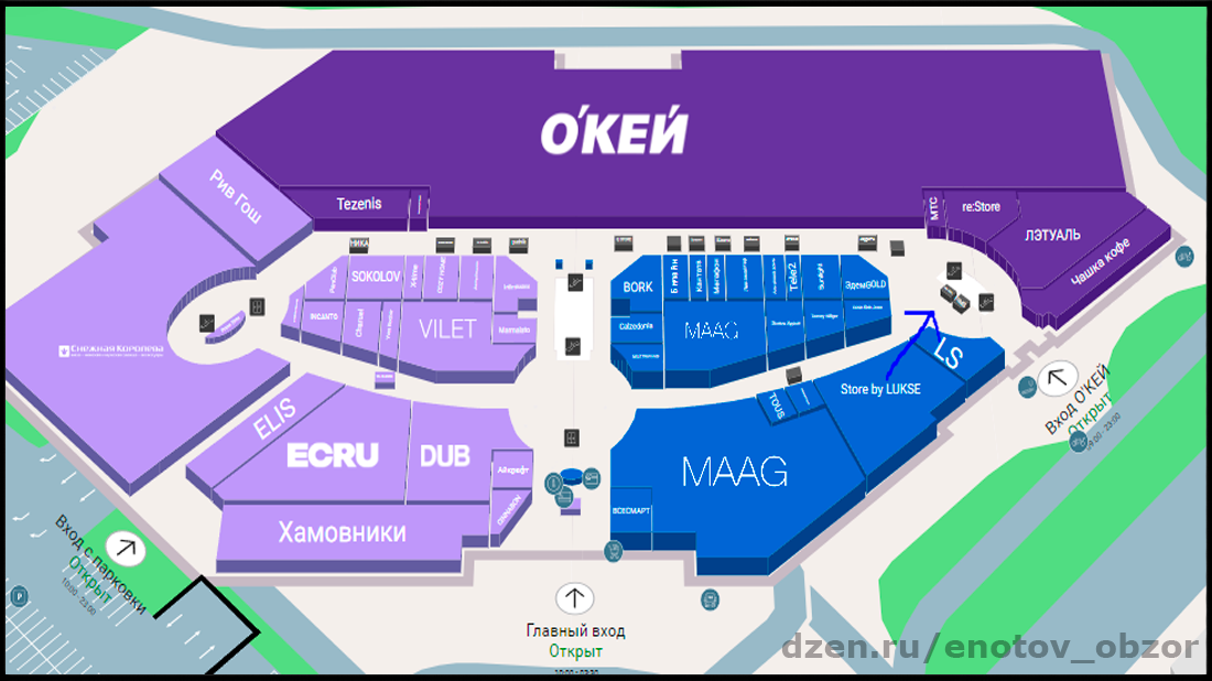 Карта первого этажа ТЦ Аура