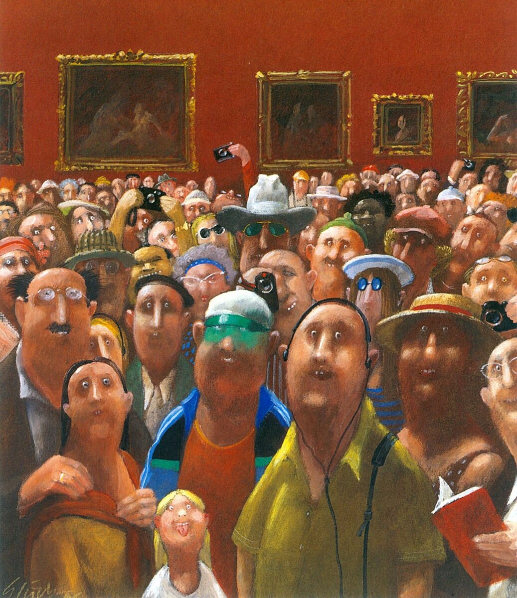 Картина  художника Герхарда Глюка под названием  "Обычный день Джоконды" 
