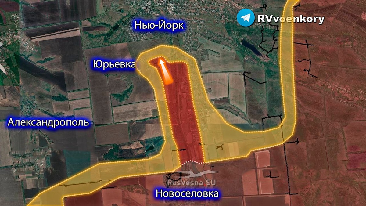    Фото: карта боевых действий с Telegram-канала "Операция Z: Военкоры Русской весны"