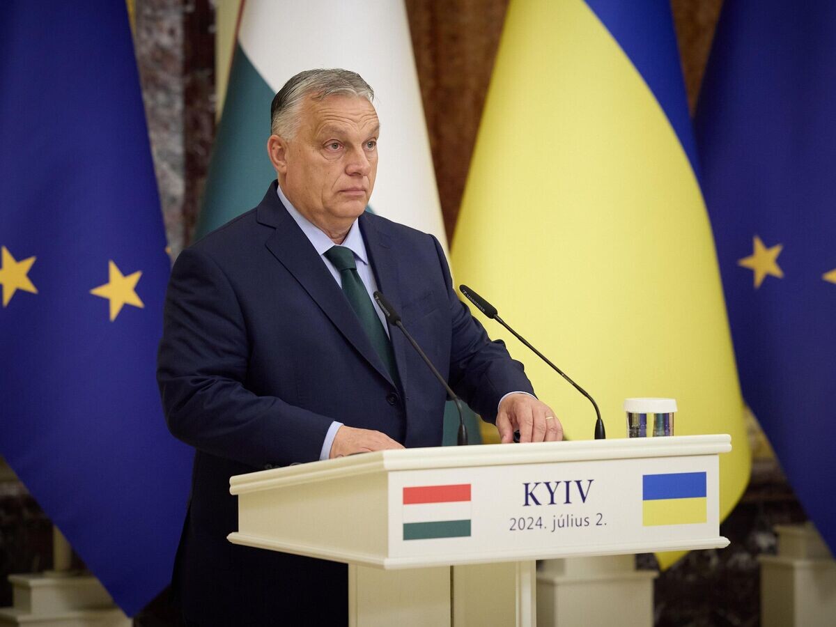    Премьер-министр Венгрии Виктор Орбан во время пресс-конференции в Киеве© Фото : Ukrainian Presidential Press Office