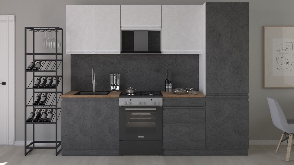 Кухонный гарнитур Бронкс Леко бетон / кварц (код товара 271893)