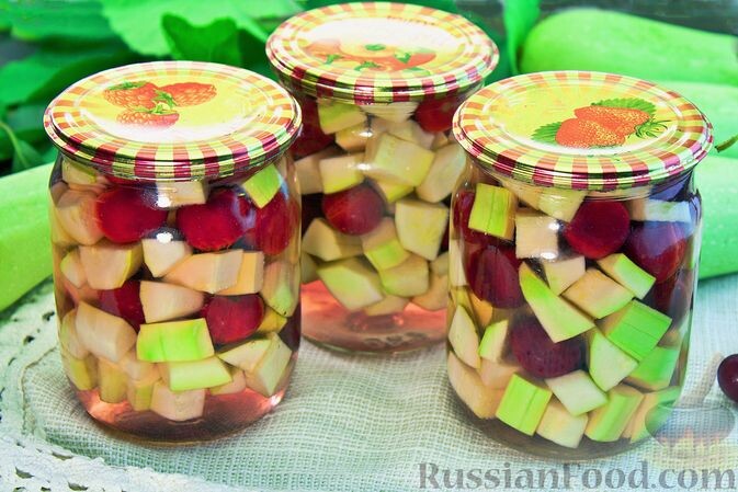 кабачки, вишня, сахар, вода