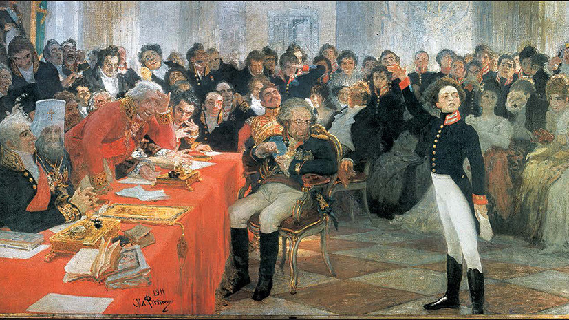 И.Е. Репин, Пушкин на лицейском экзамене в Царском Селе (1911 г.)