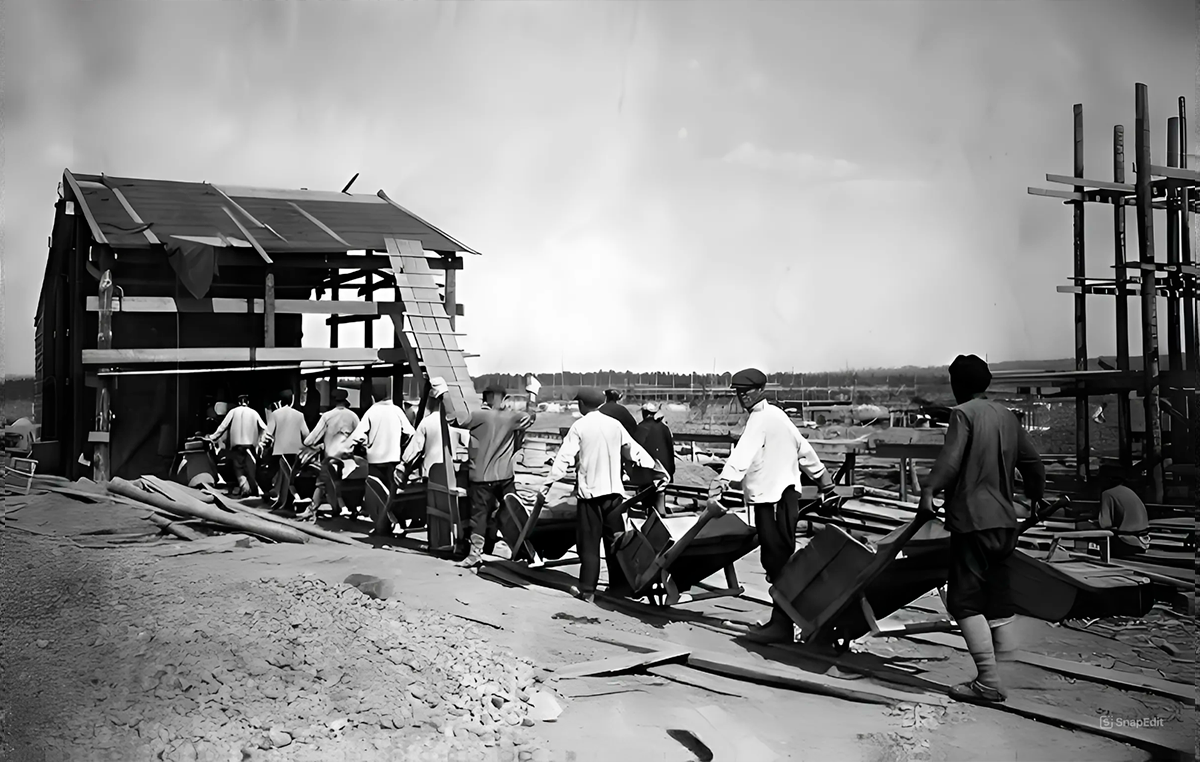 На строительстве Нижегородского автомобильного завода, 1930 г.