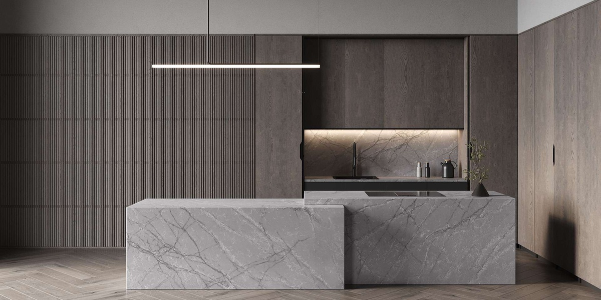 Изделия из серого кварцевого агломерата Quantra Quartz арт. San Marco