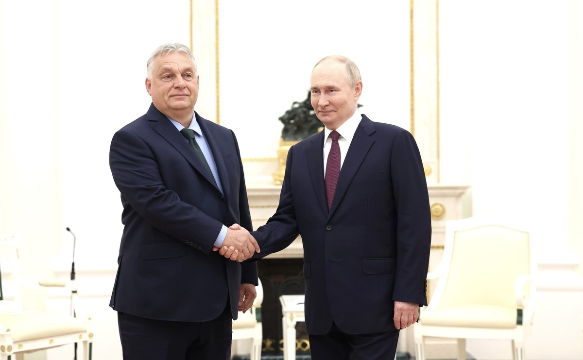 Виктор Орбан и Владимир Путин на встрече 5 июля 2024 года в Кремле. Фото: Kremlin.ru 