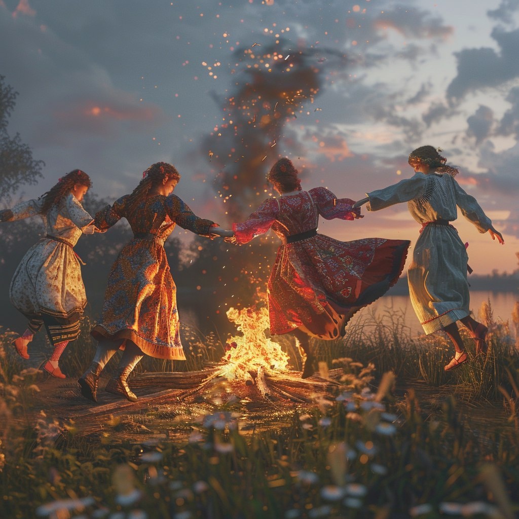Прыжки чере костер на Ивана Купалу