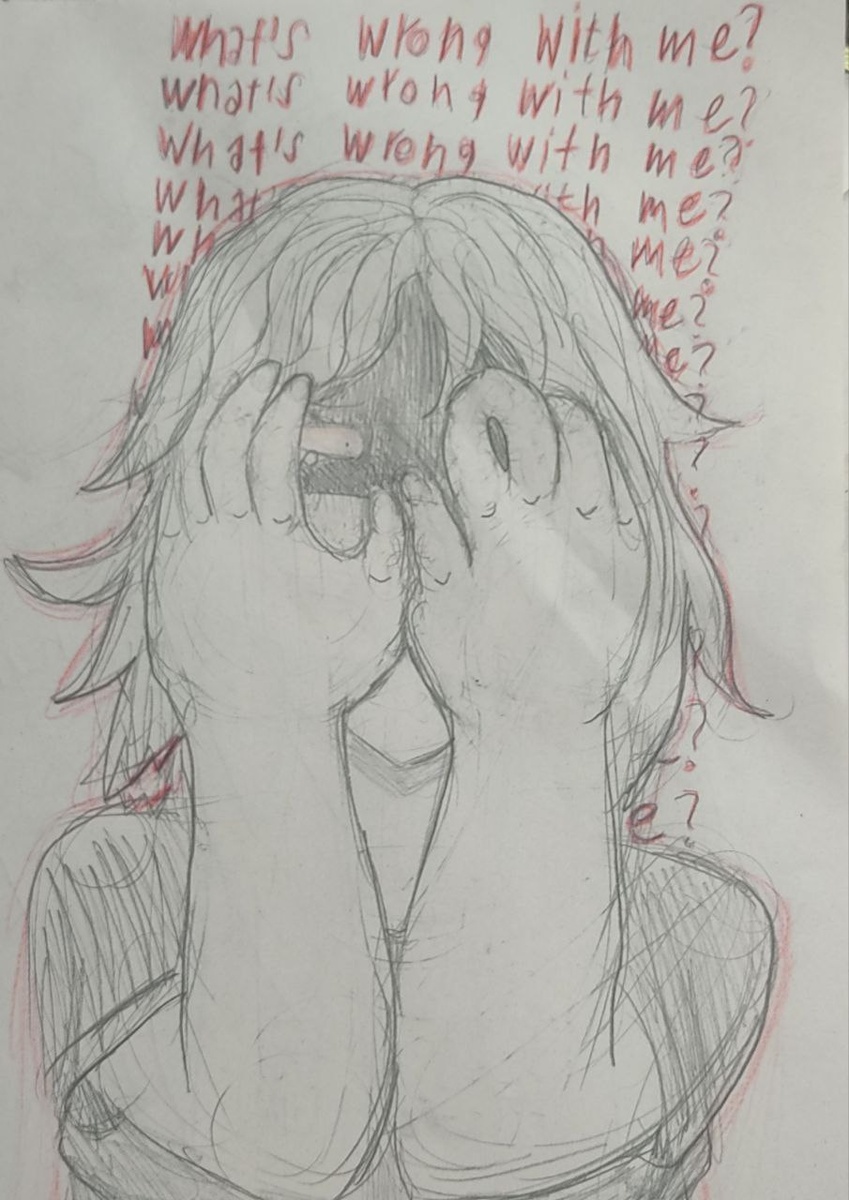 Смысл рисунка в том, что мне кажется, что-то со мной не так, но я не знаю, что именно. 