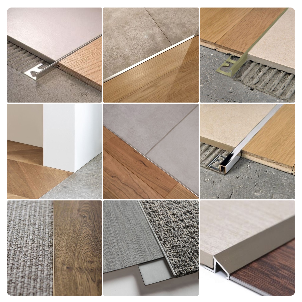 Варианты стыковки плитки и ламината, ковролина на полу без/с порожком