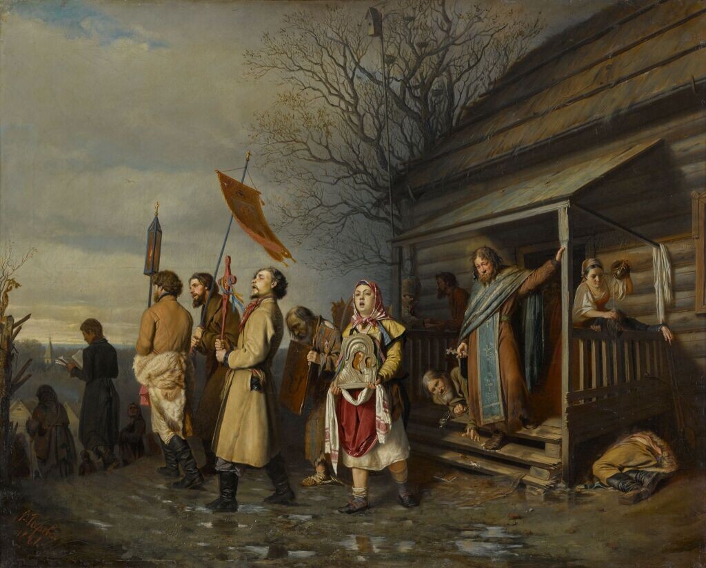 "Сельский крестный ход на Пасхе", 1861. Приобретено П.М. Третьяковым у автора. 