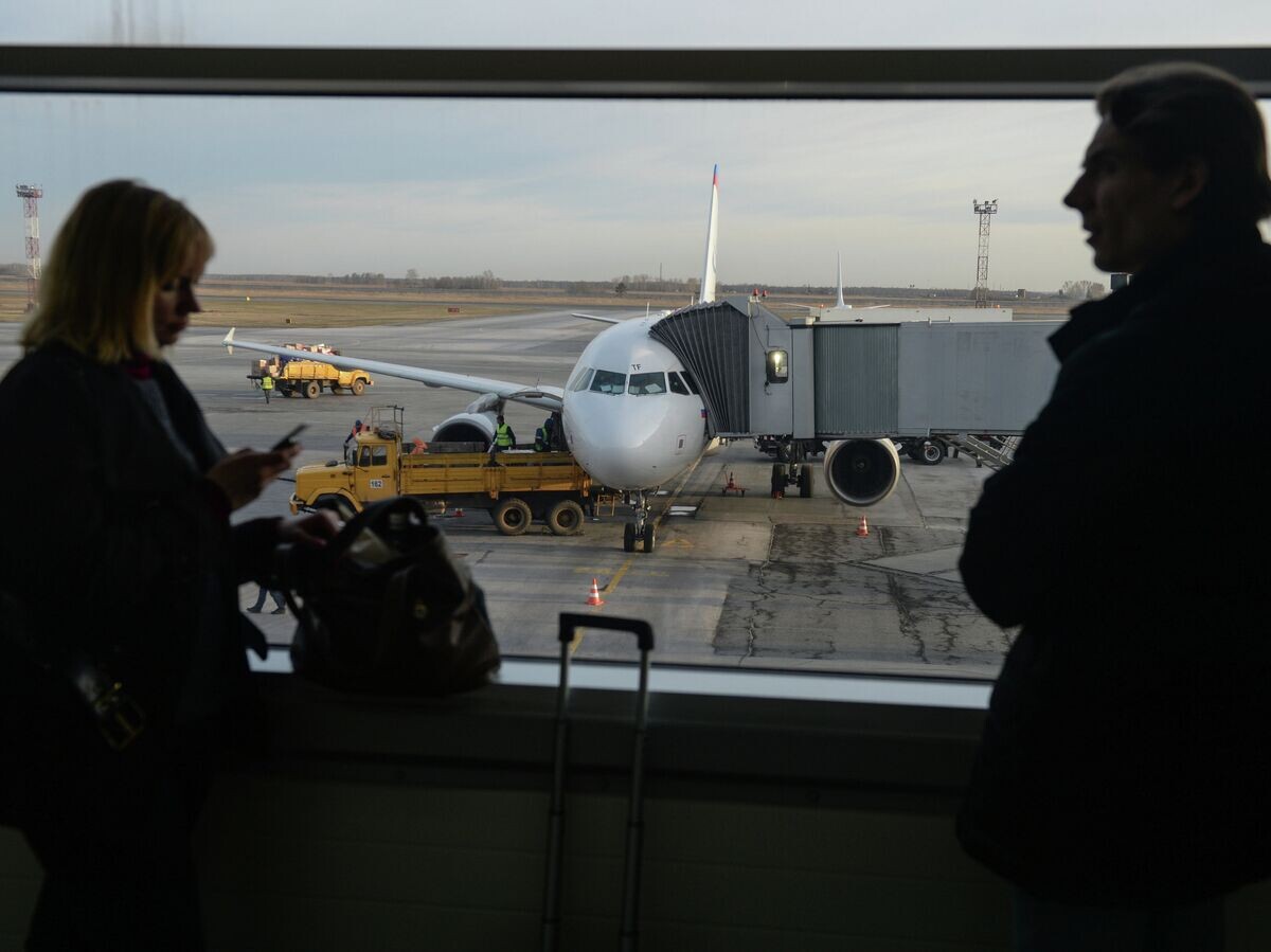    Пассажиры в аэропорту "Толмачево" в Новосибирске© РИА Новости / Александр Кряжев