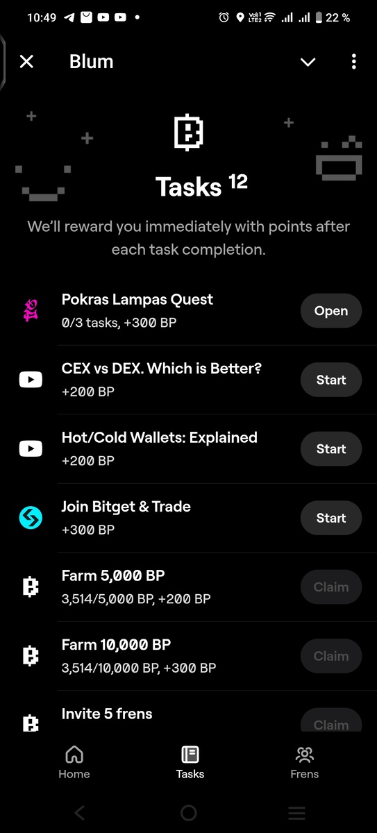 Задания для фарма крипты Blum