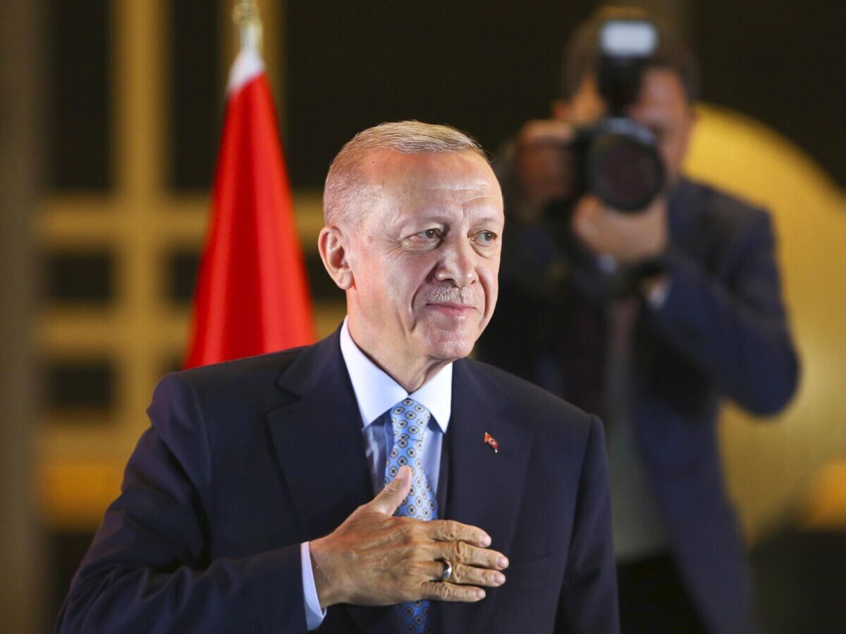    Реджеп Тайип Эрдоган выступает перед сторонниками на площади у Президентского дворца в Анкаре© AP Photo / Ali Unal