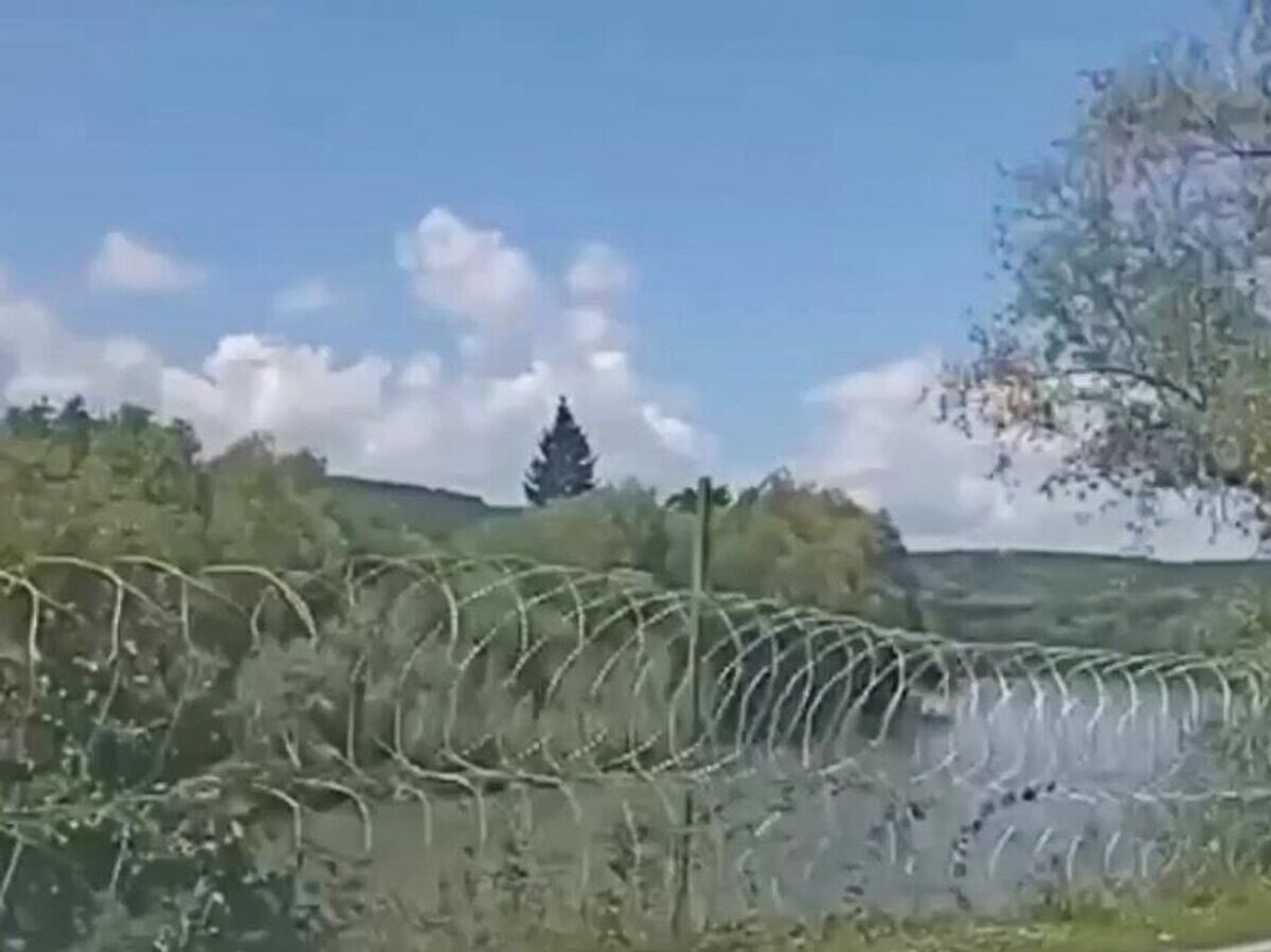    Колючая проволока вдоль пограничной реки Тиса© Кадр видео из соцсетей