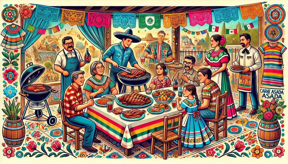 Традиции, связанные с Карне асада (сгенерировано DALL-E)