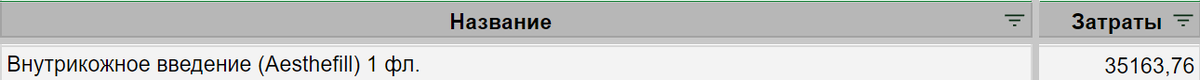 Сумма затрат на процедуру Aesthefill в нашей клинике