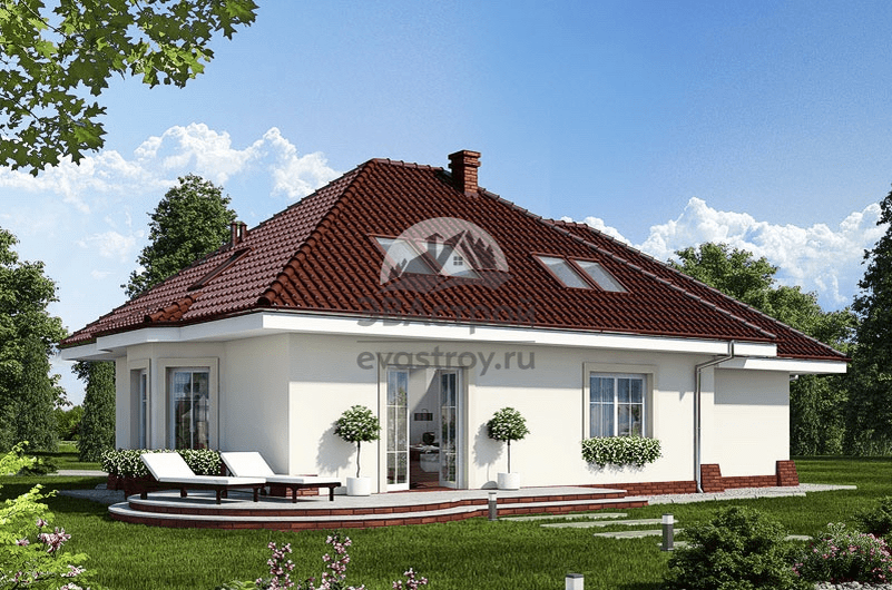 Проект мансардного дома с одноместным гаражом 15 на 9 м - 105-28