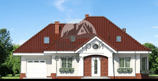 Проект мансардного дома с одноместным гаражом 15 на 9 м - 105-28