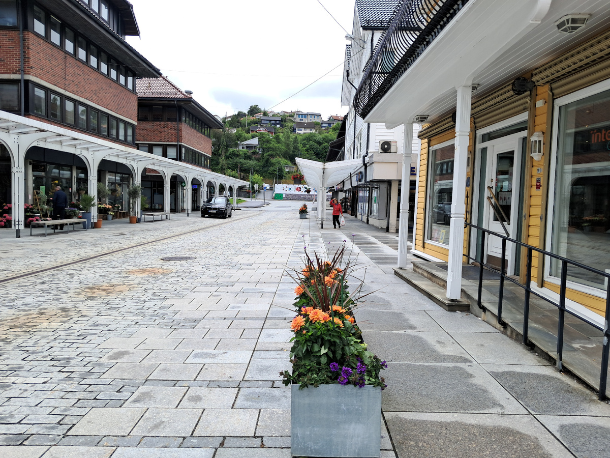  Иногда и я удивляюсь малолюдности улиц нашей норвежской деревни. Хотя привыкла к этому. Вот суббота сегодня. Магазины до вечера открыты. Но нет людей на улице.