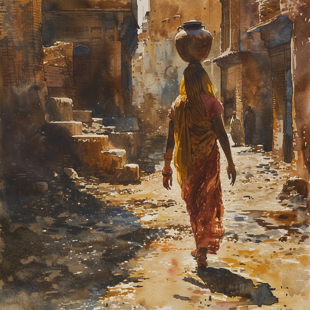 Пока не построили резервуар людям приходилось идти за водой за несколько километров по страшной жаре. 