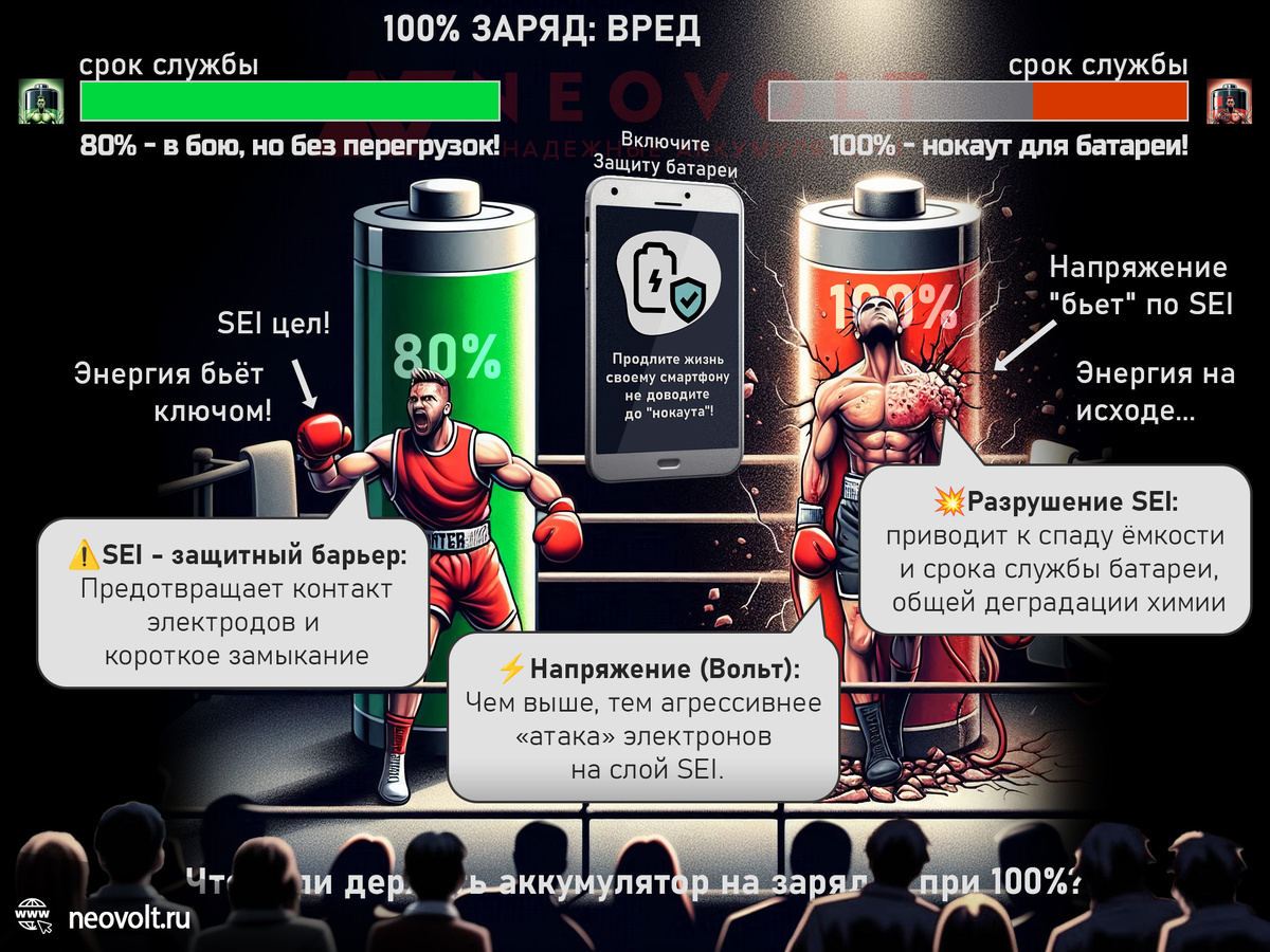 Что если держать аккумулятор на зарядке при 100%? Предлагаем разобраться вместе.