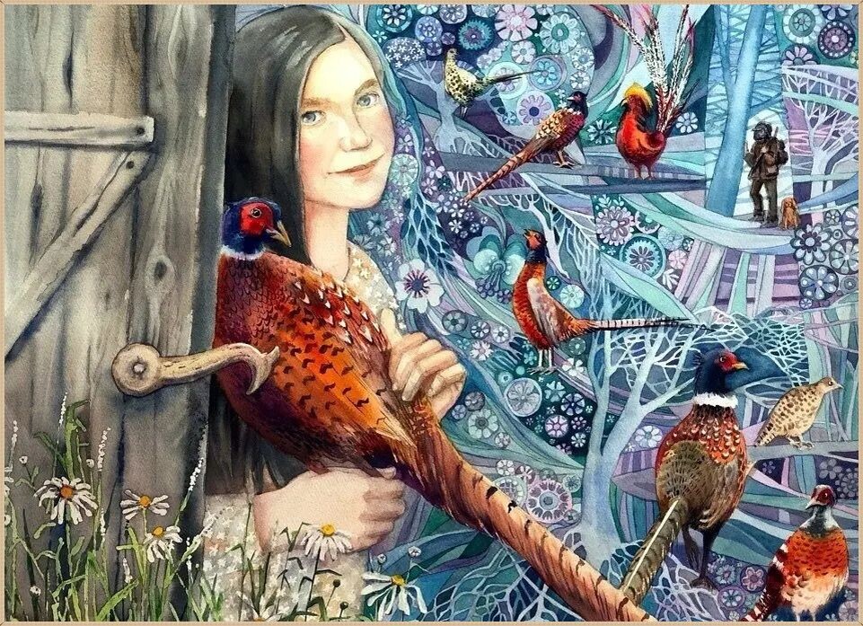 © Марина Фазанова. Каждый охотник желает знать, где сидит фазан? Акварель. 68х49 см. 2019г.