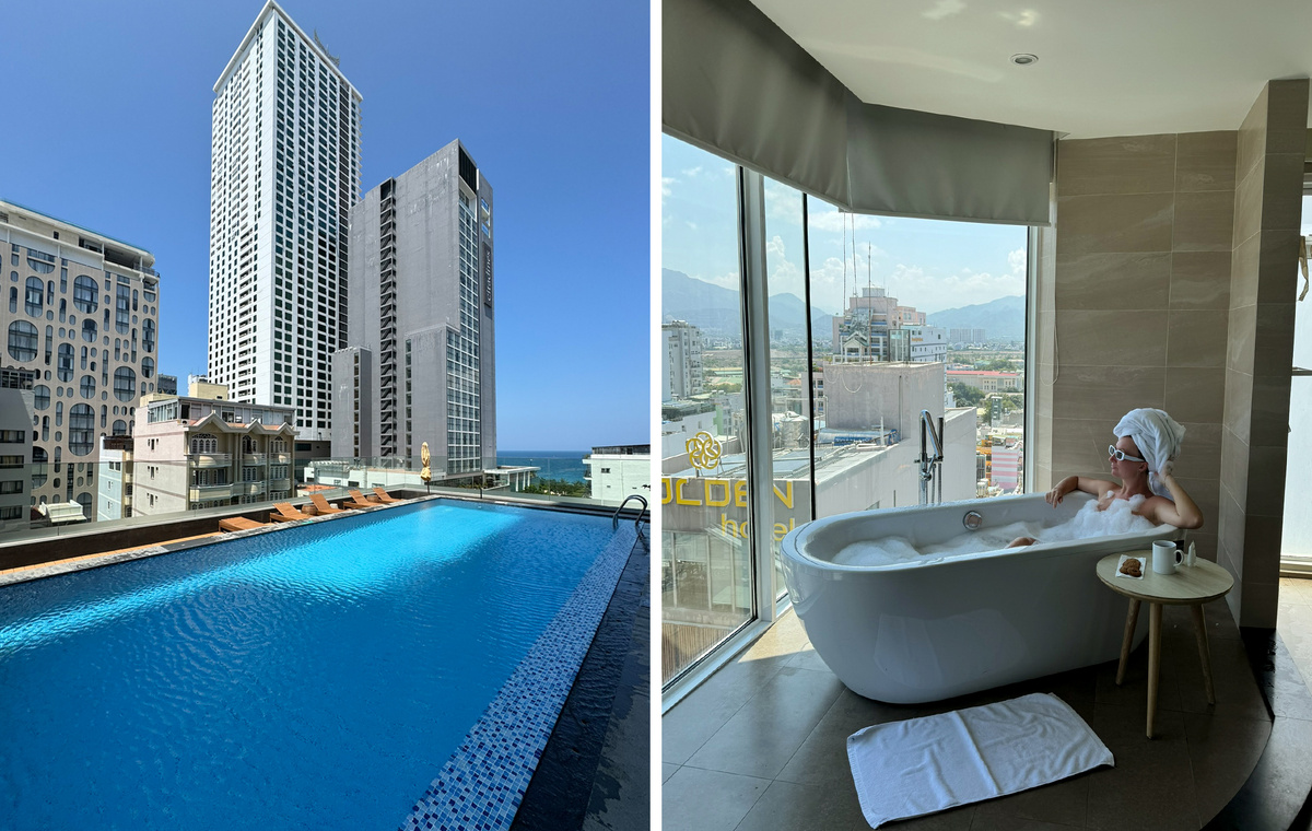 Наш отель в Нячанге с панорамным видом из ванной.