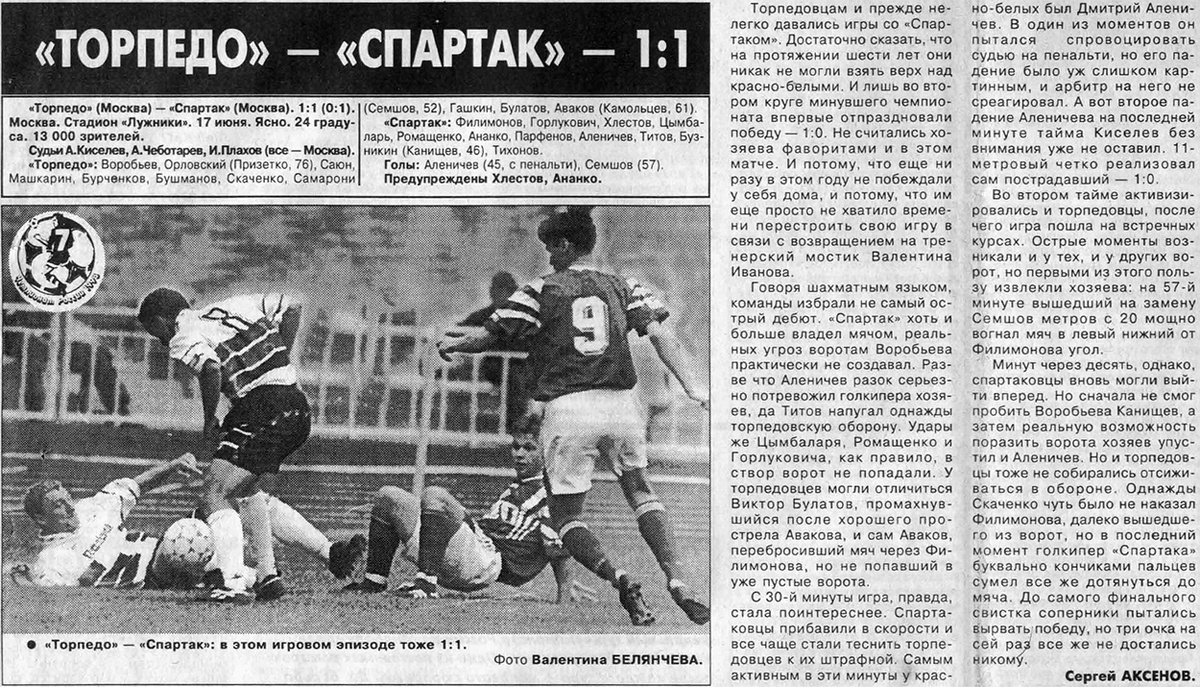 1998 год. Матч №1691. «Торпедо» - «Спартак» (Москва) - 1:1 | ⚽ Ретро Футбол  | Дзен