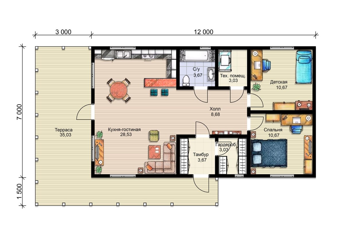 Химос с 2-мя спальнями