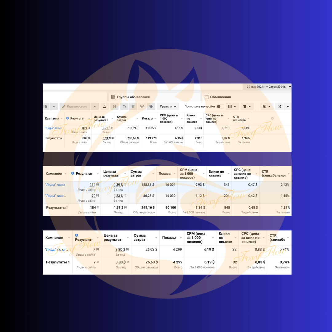 результаты рекламной компании за 14 дней