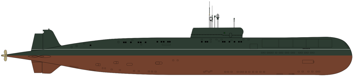 Силуэт подводной лодки проекта 661 «Анчар». Источник изображения: Mike1979 Russia, CC BY-SA 3.0 <https://creativecommons.org/licenses/by-sa/3.0>, via Wikimedia Commons