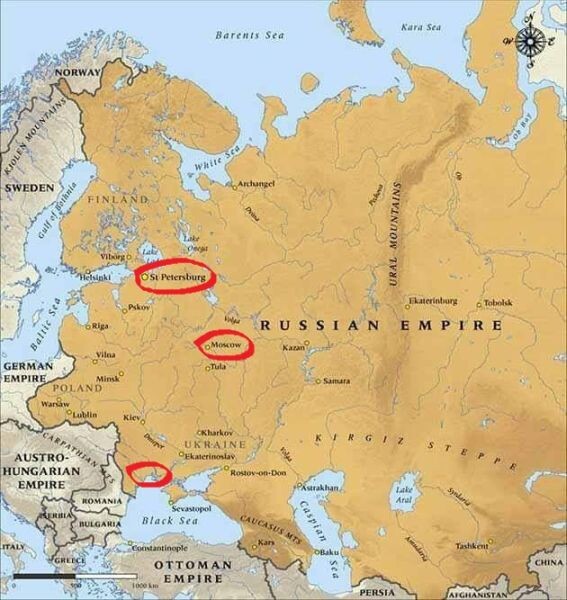 Три сакральных центра Российской империи - Санкт-Петербург, Москва и Одесса