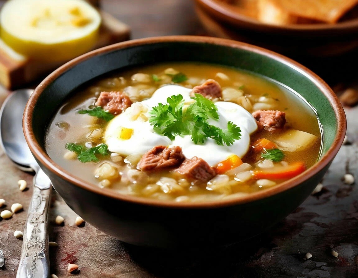 Рассольник с перловкой и говядиной