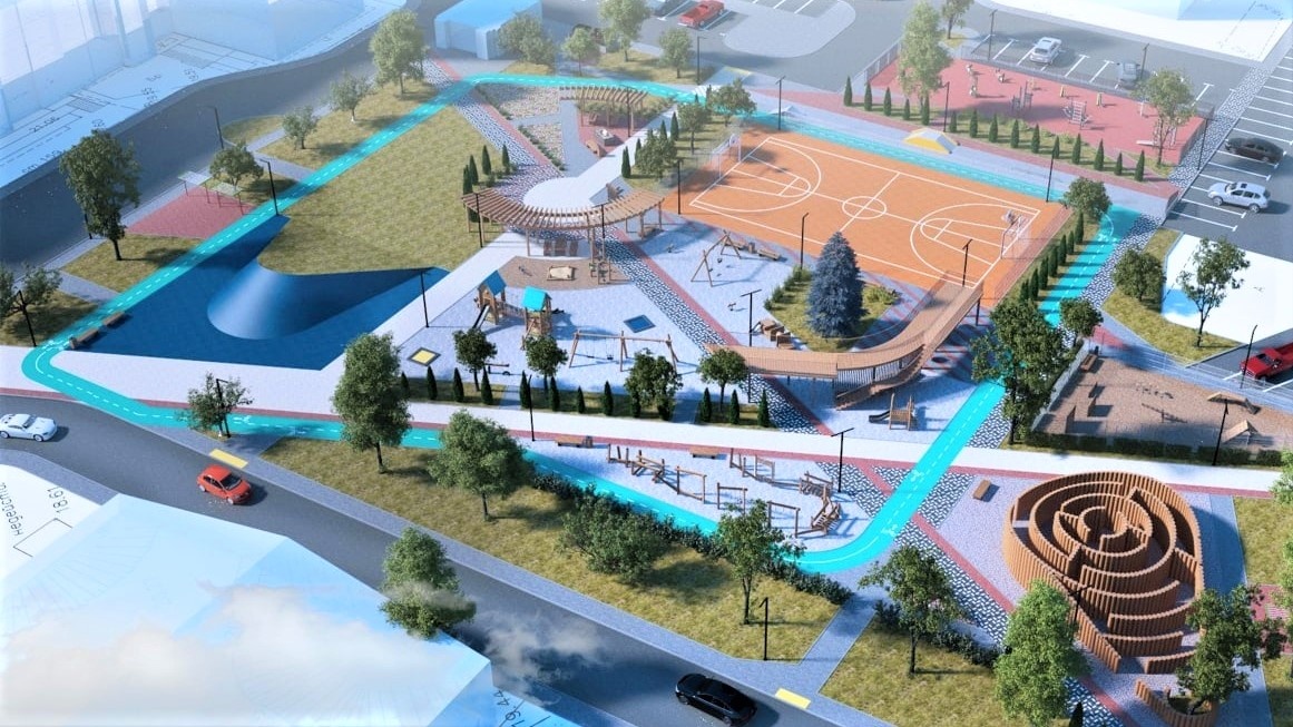    В Белоярском продолжается благоустройство сквера Геологов