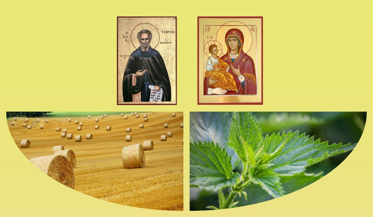 Икона благоверного Сампсона Странноприимца и Образ Богоматери "Троеручица". Фото: azbuka.ru/ pixabay.com