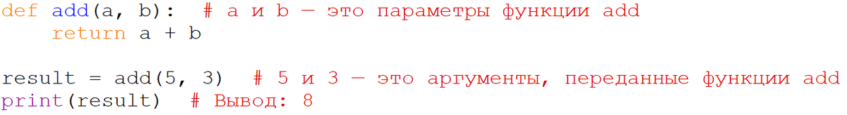 Наглядно об отличиях параметров и аргументов
