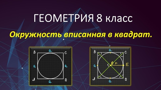 Геометрия 8 класс. Окружность вписанная в квадрат. Теория и практика.