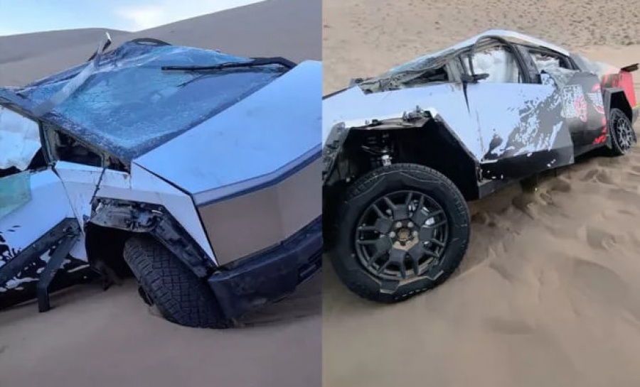 Очередной инцидент с Tesla Cybertruck попал на камеры. В этот раз он произошёл в Китае: электрический пикап кубарем скатился с песчаной дюны.