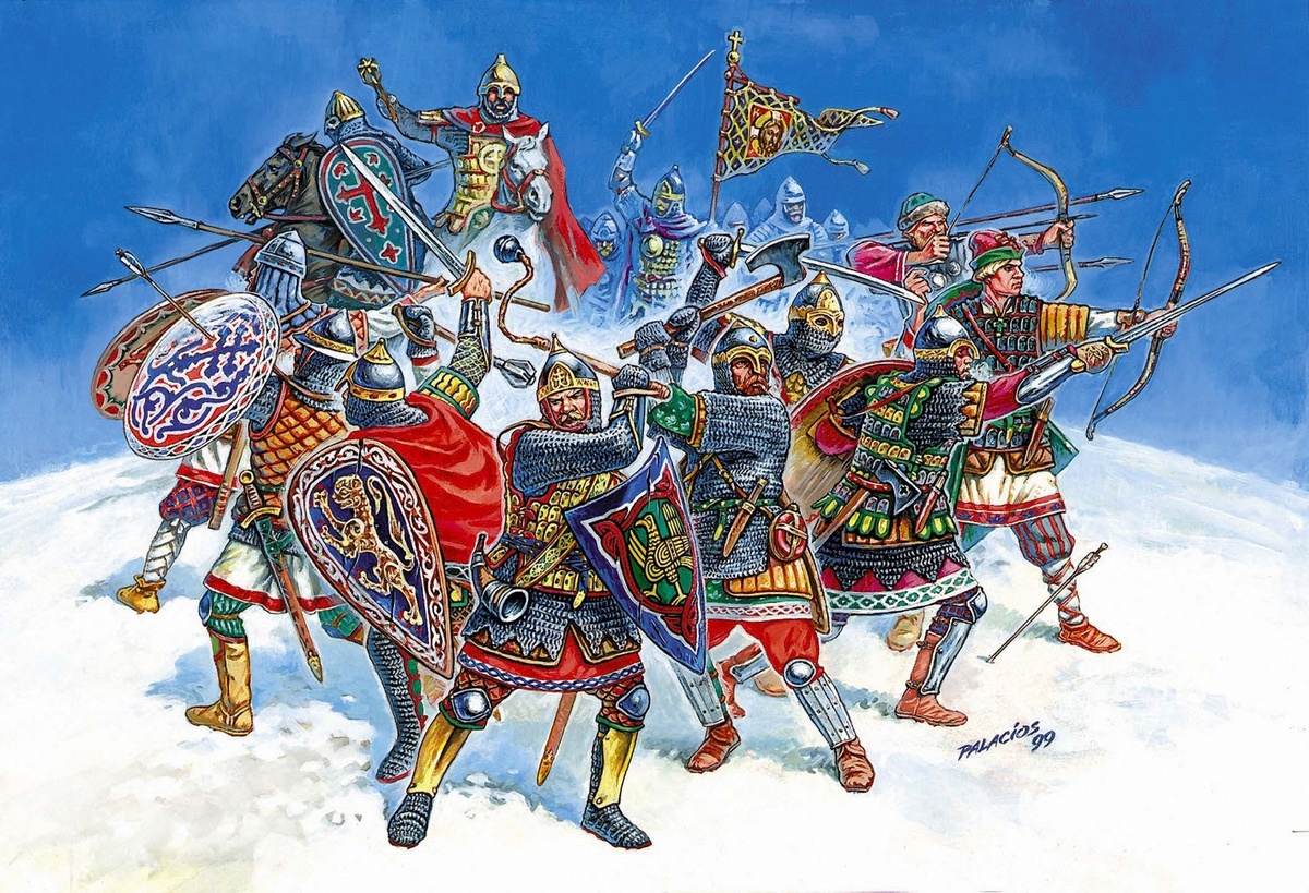 Княжеские дружинники. Они могли позволить себе хорошее оружие и снаряжение