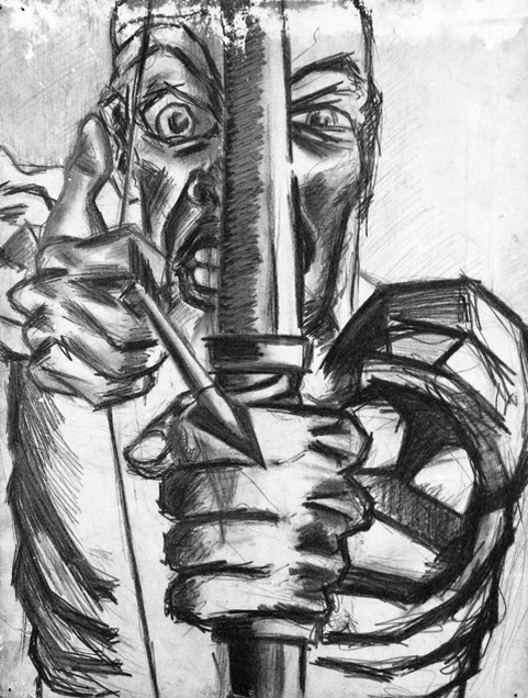 Автопортрет. Вот так себя видел юный Борис. 