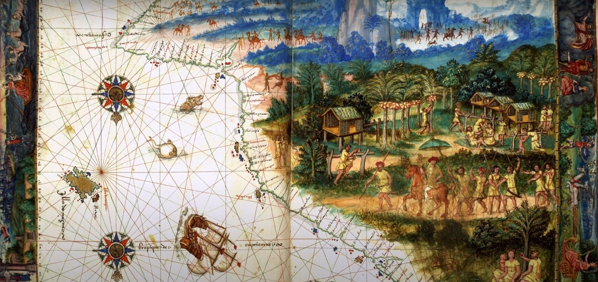 Перед нами представлена карта из атласа Николаса Валерда, датируемая 1547 годом, на которой нанесены контуры австралийского побережья, связанного с Антарктидой.-2