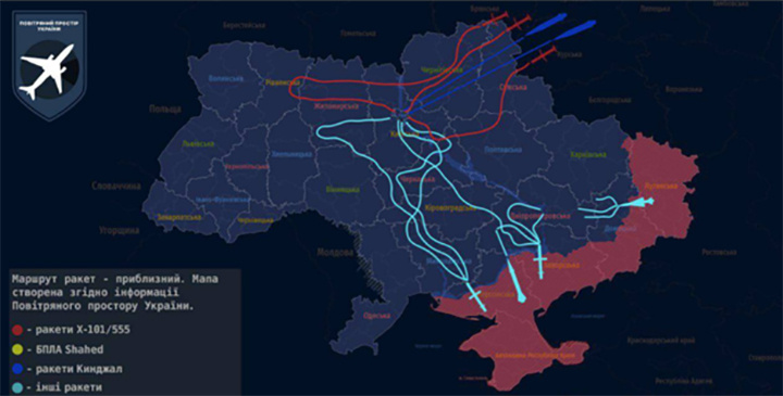    Примерная схема ракетной атаки 8 июля. Источник - один из вражеских мониторинговых ресурсов.