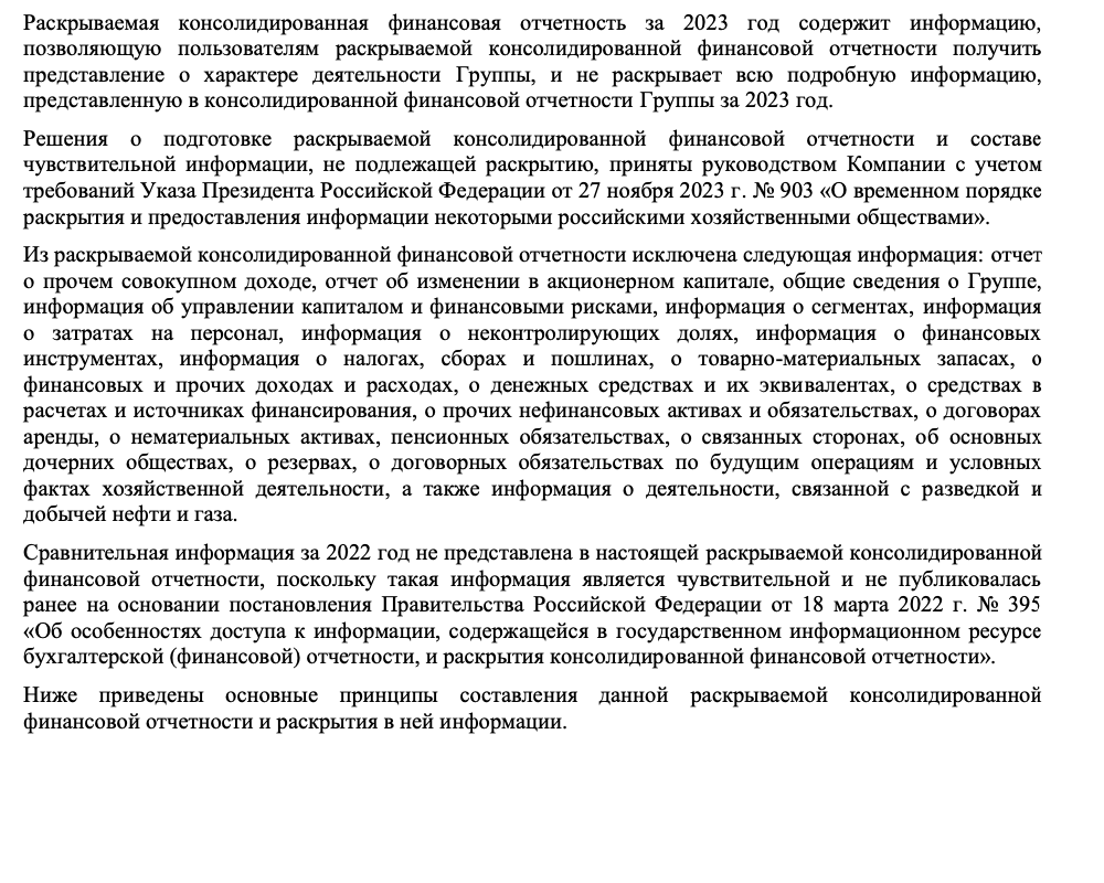 Комментарии из консолидированного отчета компании за 2023 год.