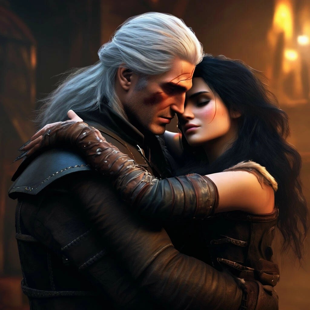 Ведьмак с Йеннифэр в редкие минуты перемирия.