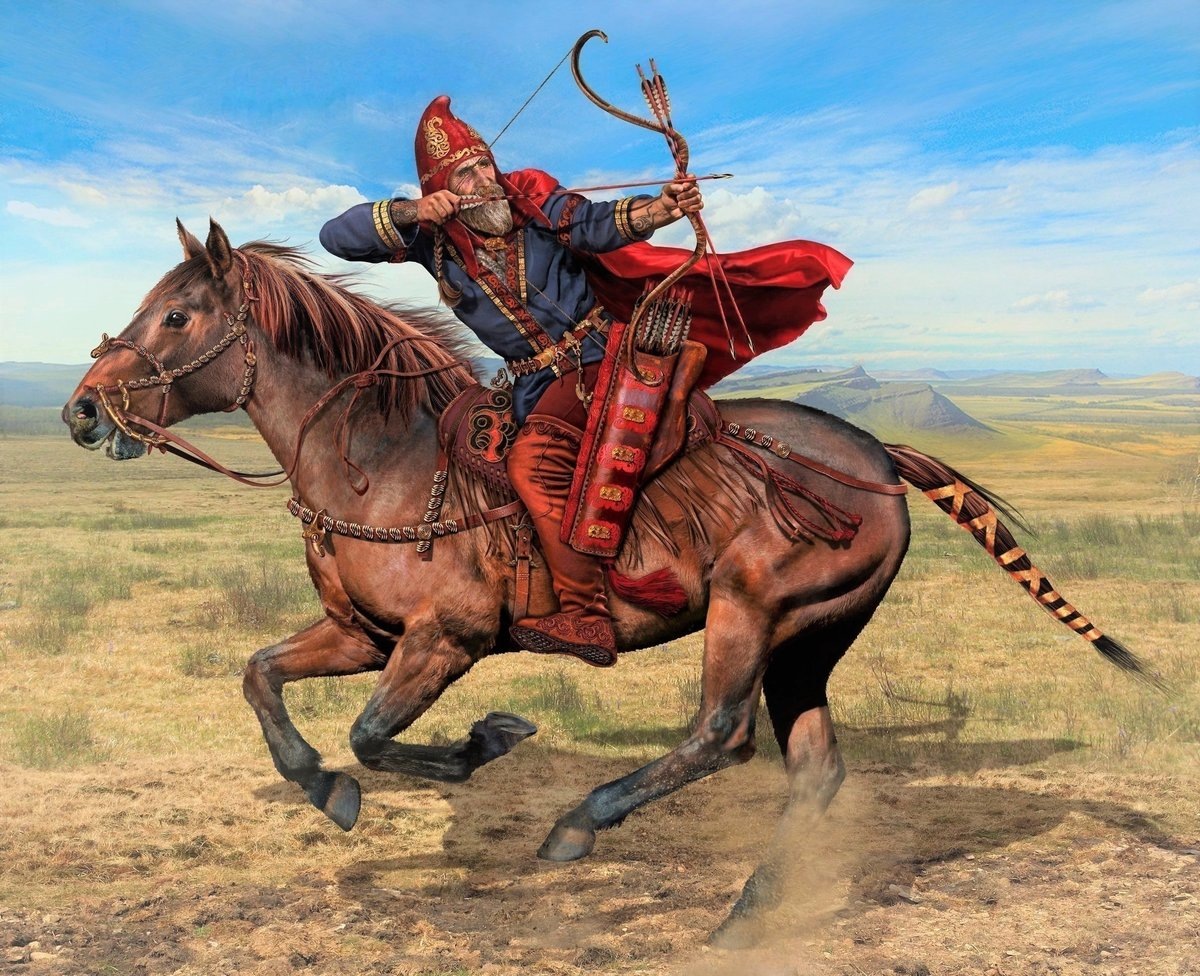 Скифский всадник в степях