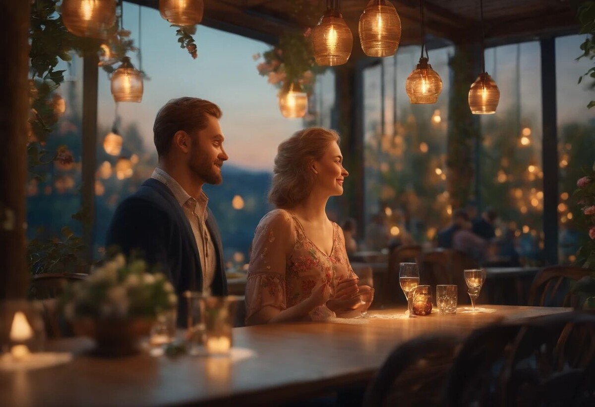 Марина и Алексей в ресторанчике 